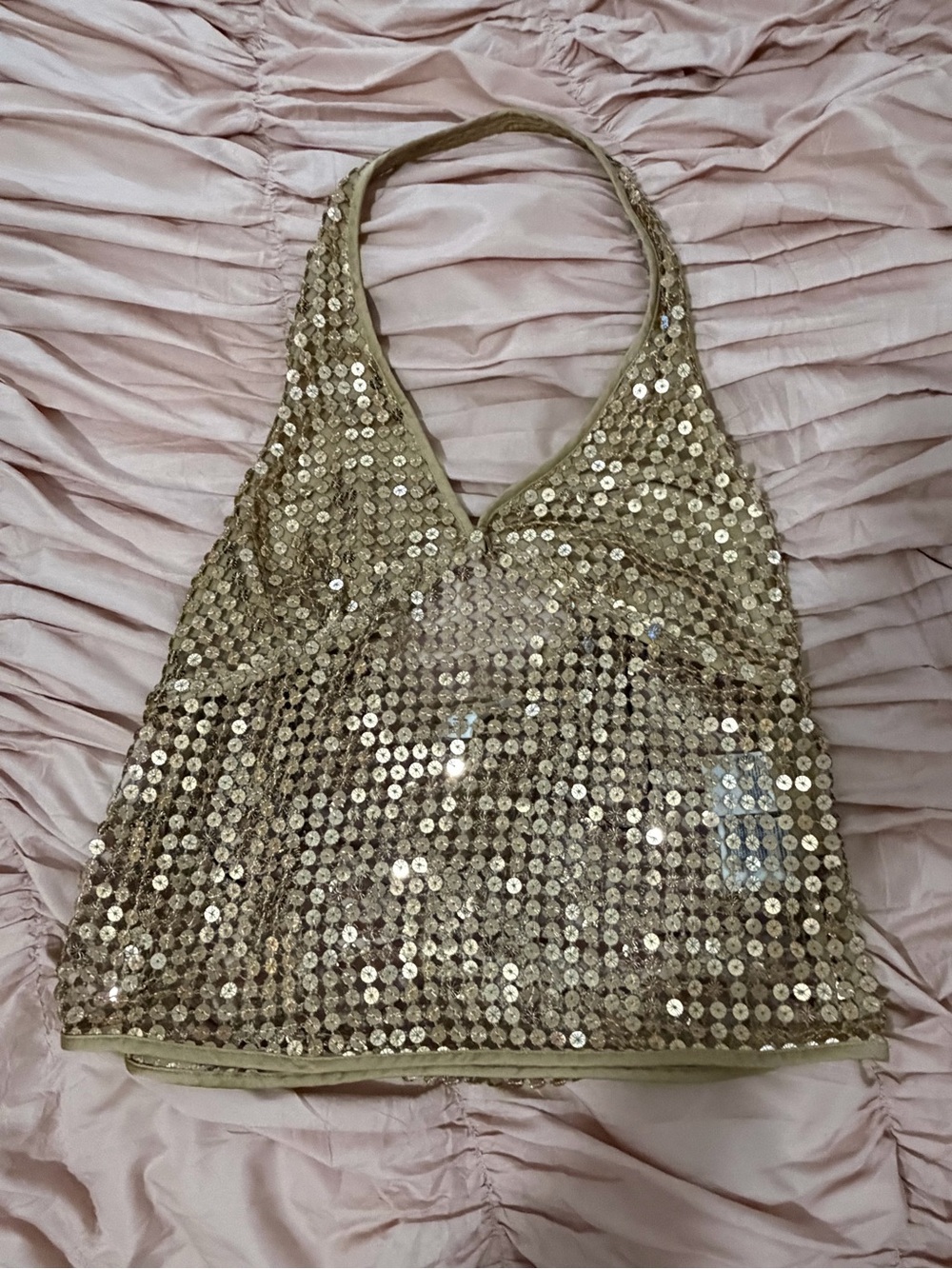Gold Sequin Halter Top Bag